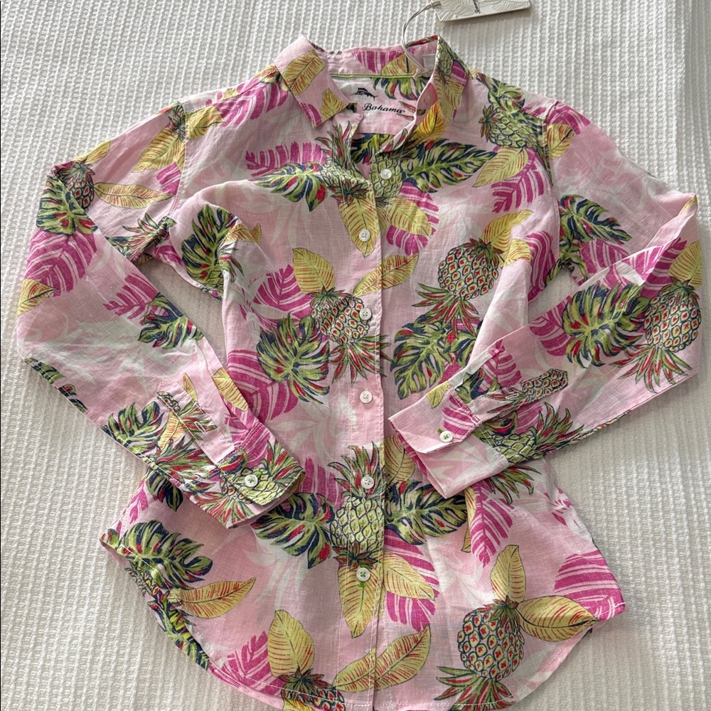 Tommy Bahama Pink Tropical Button Down Shirt size xs